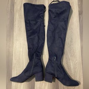 Navy Suede Over-Knee Boots Size 7
